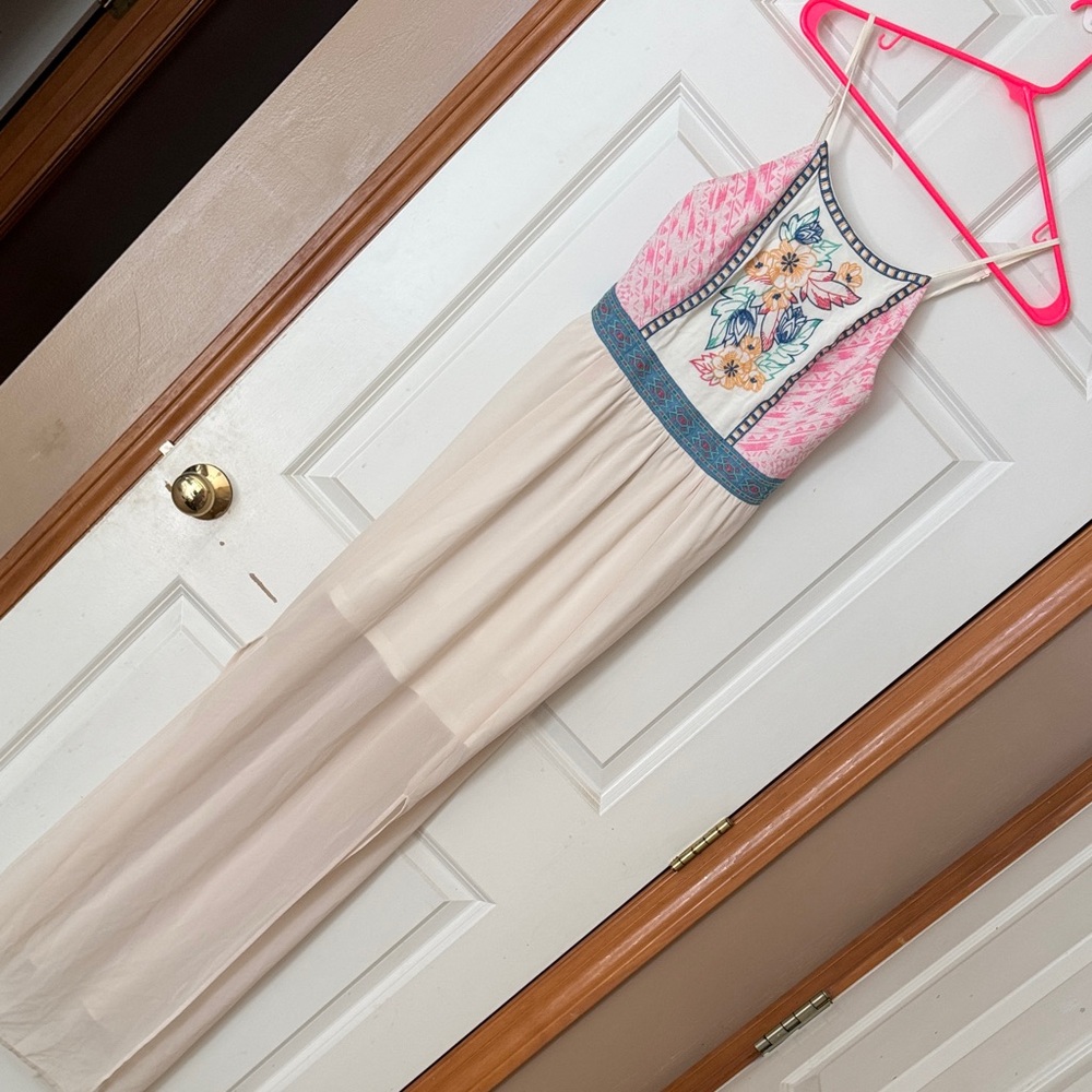 Flying Tomato Pink and Cream Maxi Dress